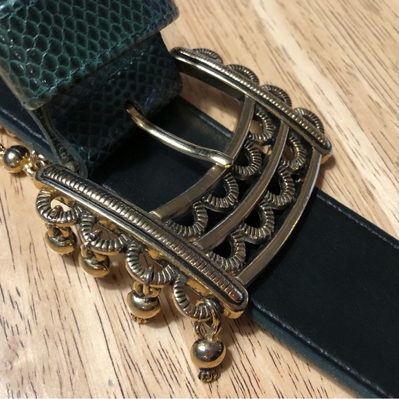 Vintage Leather Danier Reptile Grain Belt with gold-tone embellishment - Picture 6 of 10